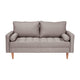 Slate Gray |#| Compact Slate Gray Faux Linen Upholstered Tufted Loveseat with Wooden Legs