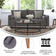 Dark Gray |#| Compact Dark Gray Faux Linen Upholstered Tufted Sofa with Wooden Legs