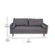 Dark Gray |#| Compact Dark Gray Faux Linen Upholstered Tufted Sofa with Wooden Legs