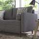 Dark Gray |#| Compact Dark Gray Faux Linen Upholstered Tufted Sofa with Wooden Legs