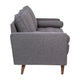 Dark Gray |#| Compact Dark Gray Faux Linen Upholstered Tufted Sofa with Wooden Legs