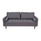 Dark Gray |#| Compact Dark Gray Faux Linen Upholstered Tufted Sofa with Wooden Legs
