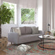 Slate Gray |#| Compact Slate Gray Faux Linen Upholstered Tufted Sofa with Wooden Legs