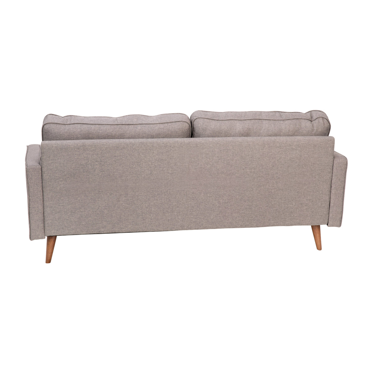 Slate Gray |#| Compact Slate Gray Faux Linen Upholstered Tufted Sofa with Wooden Legs