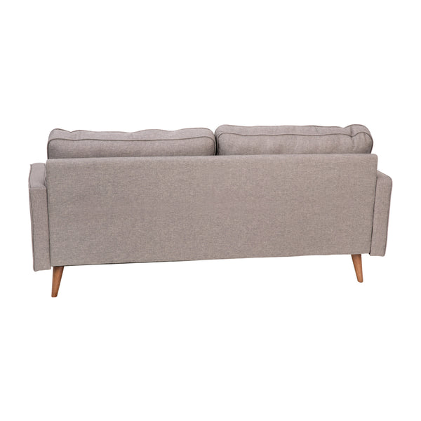 Slate Gray |#| Compact Slate Gray Faux Linen Upholstered Tufted Sofa with Wooden Legs