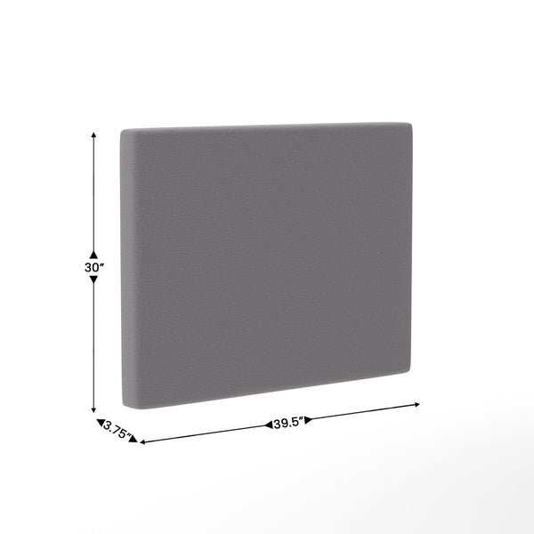 Gray |#| Upholstered Twin Headboard with 2 Power Outlets, 1 USB, 1 USB-C Port in Gray