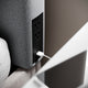 Gray |#| Upholstered Twin Headboard with 2 Power Outlets, 1 USB, 1 USB-C Port in Gray