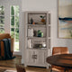 Gray Frame/Oil Rubbed Bronze Hardware |#| Gray Wash 4 Tier Shaker Style Bookcase with Cabinet and Oil Rubbed Brnz Hardware