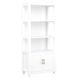 White Frame/Polished Brass Hardware |#| White 4 Tier Shaker Style Bookcase with Cabinet and Polished Brass Hardware