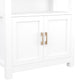 White Frame/Polished Brass Hardware |#| White 4 Tier Shaker Style Bookcase with Cabinet and Polished Brass Hardware