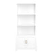 White Frame/Polished Brass Hardware |#| White 4 Tier Shaker Style Bookcase with Cabinet and Polished Brass Hardware