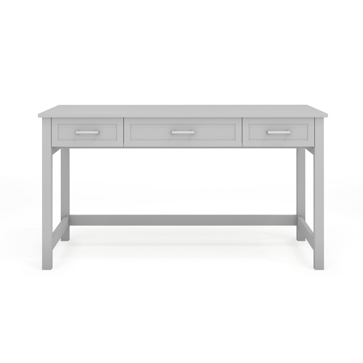 Gray Frame/Brushed Nickel Hardware |#| Gray Shaker Style Home Office Desk with 3 Drawers and Brushed Nickel Hardware
