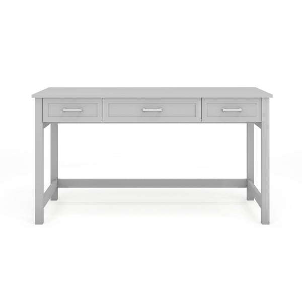 White Frame/Polished Brass Hardware |#| White Shaker Style Home Office Desk with 3 Drawers and Polished Brass Hardware