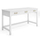 White Frame/Polished Brass Hardware |#| White Shaker Style Home Office Desk with 3 Drawers and Polished Brass Hardware