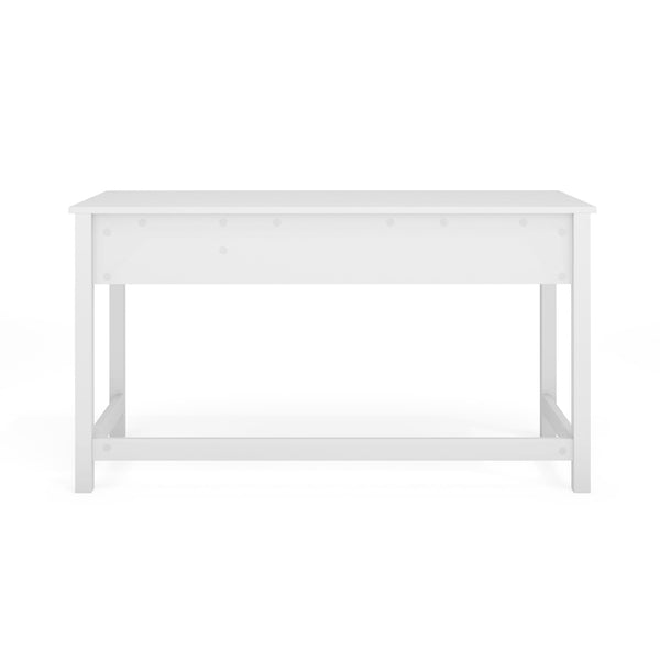 White Frame/Polished Brass Hardware |#| White Shaker Style Home Office Desk with 3 Drawers and Polished Brass Hardware