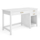 White Shaker Style Home Office Desk with 2 Side Drawers, Polished Brass Hardware