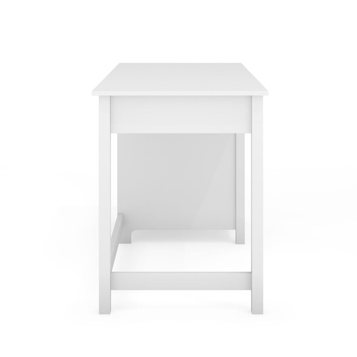 White Shaker Style Home Office Desk with 2 Side Drawers, Polished Brass Hardware
