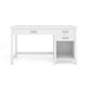 White Shaker Style Home Office Desk with 2 Side Drawers, Polished Brass Hardware