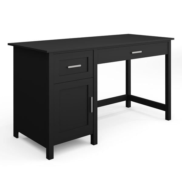 Black Frame/Brushed Nickel Hardware |#| Black Shaker Style Home Office Desk with Storage and Brushed Nickel Hardware