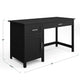 Black Frame/Brushed Nickel Hardware |#| Black Shaker Style Home Office Desk with Storage and Brushed Nickel Hardware
