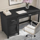 Black Frame/Brushed Nickel Hardware |#| Black Shaker Style Home Office Desk with Storage and Brushed Nickel Hardware