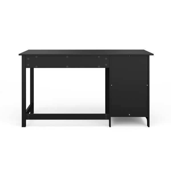 Black Frame/Brushed Nickel Hardware |#| Black Shaker Style Home Office Desk with Storage and Brushed Nickel Hardware