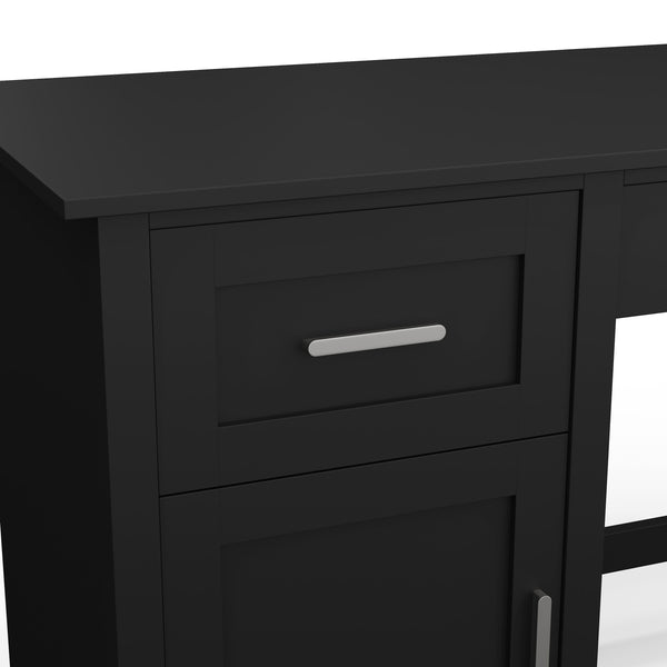 Black Frame/Brushed Nickel Hardware |#| Black Shaker Style Home Office Desk with Storage and Brushed Nickel Hardware