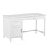 White Frame/Polished Brass Hardware |#| White Shaker Style Home Office Desk with Storage and Polished Brass Hardware
