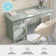 Sage Frame/Polished Brass Hardware |#| Sage Shaker Style Home Office Desk with Storage and Polished Brass Hardware