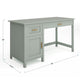 Sage Frame/Polished Brass Hardware |#| Sage Shaker Style Home Office Desk with Storage and Polished Brass Hardware