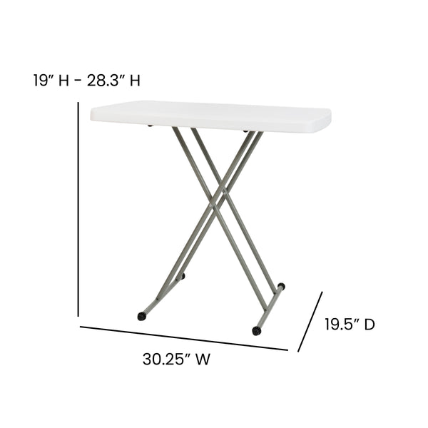 30" |#| 30 Inch Height Adjustable Plastic Folding TV Tray/Laptop Table in Granite White