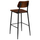 Industrial Barstool with Gunmetal Steel Frame and Rustic Wood Seat