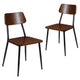 2 Pack Industrial Wood Dining Chair with Gunmetal Steel Frame