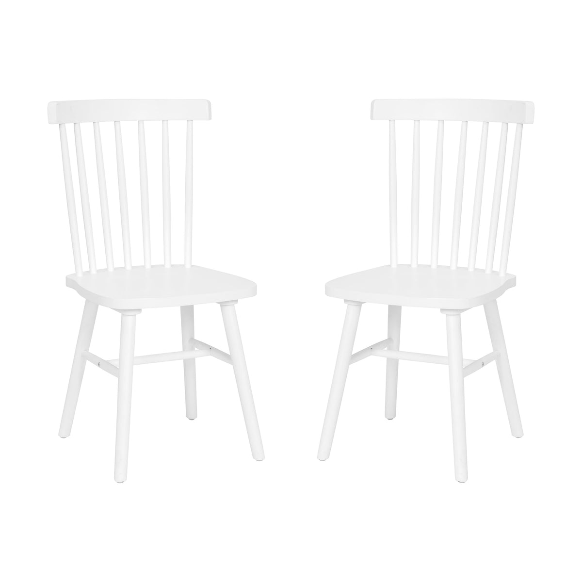 White |#| Windsor Style Commercial Solid Wood Spindle Back Dining Chairs in White-Set of 2
