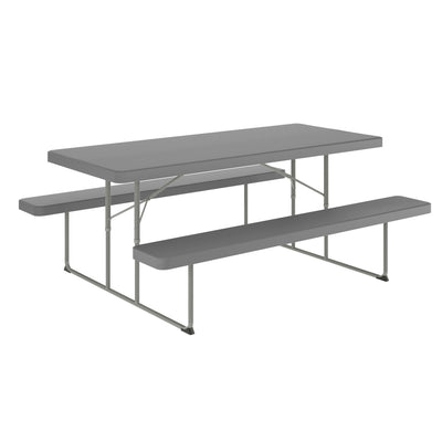 6 FT Folding Picnic Table - Steel Frame and HDPE Top and Benches - View 1