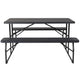 Charcoal |#| All-In-One Folding Picnic Table and Bench Set - Adult Size, Charcoal Wood Grain