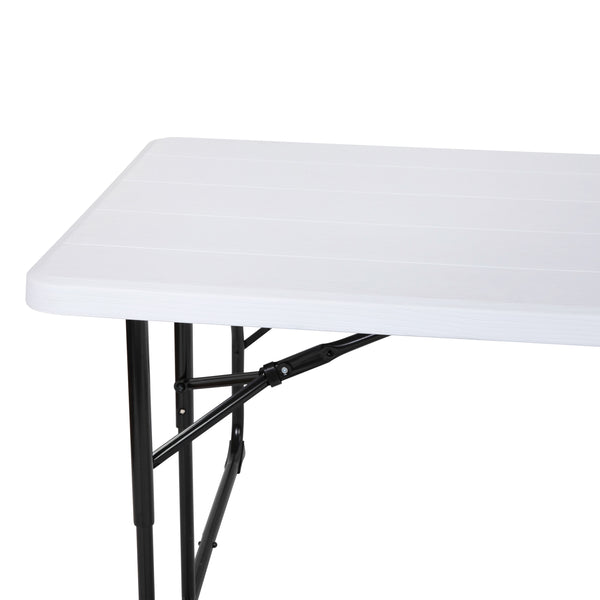 White |#| All-In-One Folding Picnic Table and Bench Set - Adult Size, White Wood Grain