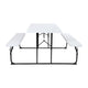 White |#| All-In-One Folding Picnic Table and Bench Set - Adult Size, White Wood Grain