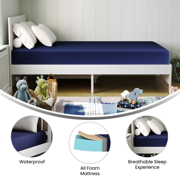 Twin XL |#| Liquid-Resistant Memory Foam Twin XL Mattress with Zippered Cover in Blue