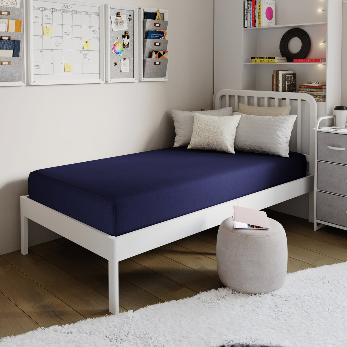 Twin |#| Liquid-Resistant Memory Foam Twin Mattress with Zippered Cover in Blue