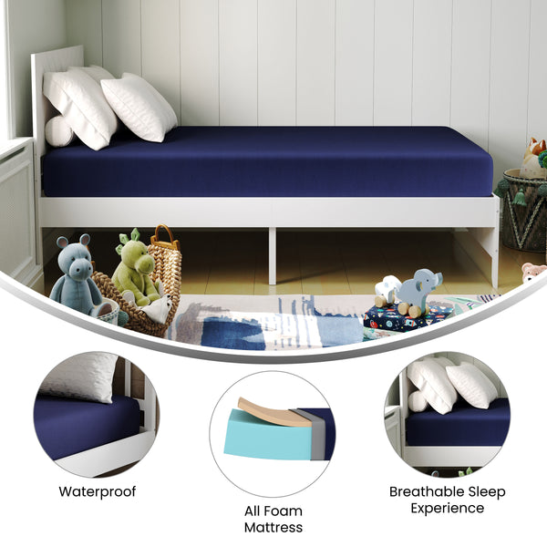 Twin |#| Liquid-Resistant Memory Foam Twin Mattress with Zippered Cover in Blue