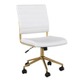  White Faux Leather/Polished Brass