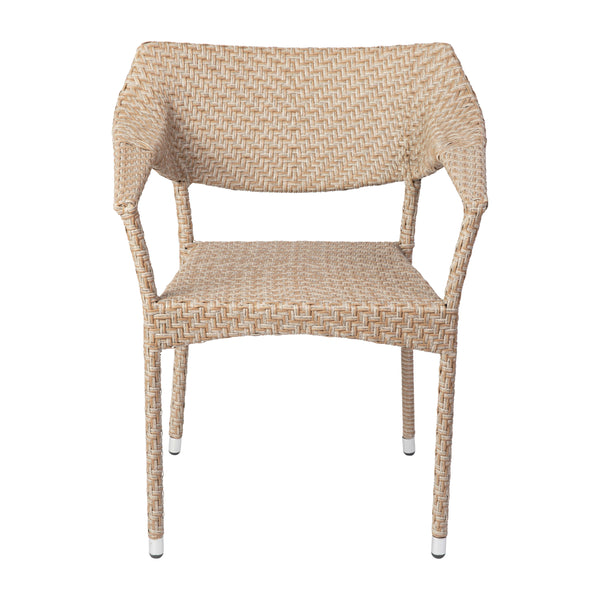 Natural |#| All Weather Commercial Grade PE Rattan Stacking Patio Chairs in Natural