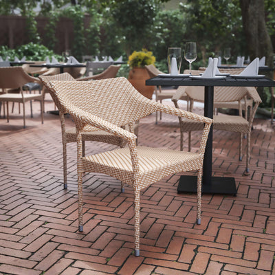 Jace Commercial Grade Stacking Patio Chair, All Weather PE Rattan Wicker Patio Dining Chair