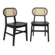 Black |#| 2 Pack Commercial Cane Rattan Event Chairs - Wood Backs and Seats-Natural/Black