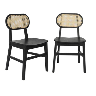 Jacob Set of 2 Commercial Cane Rattan Dining and Event Chairs with Solid Wood Frame and Seat - View 1