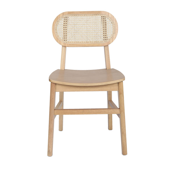 Natural |#| 2 Pack Commercial Cane Rattan Event Chairs - Wood Backs and Seats-Natural