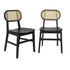Jacob Set of 2 Commercial Cane Rattan Dining and Event Chairs with Solid Wood Frame and Seat