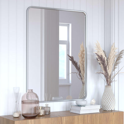 Jada Decorative Wall Mirror - Rounded Corners, Bathroom & Living Room Glass Mirror Hangs Horizontal Or Vertical