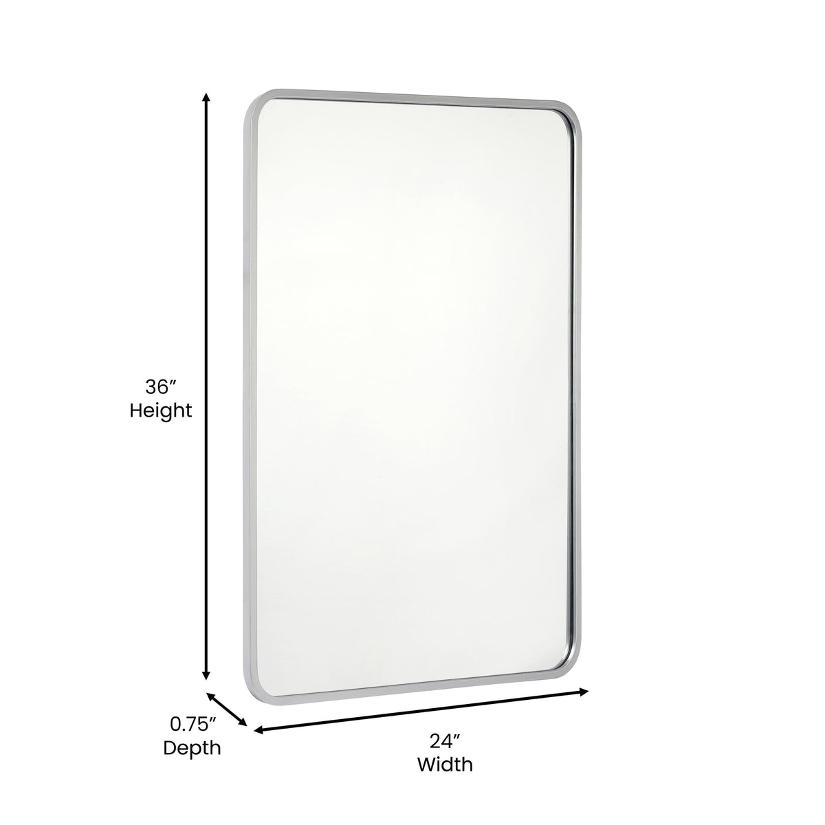 Matte Silver,24"W x 36"L |#| Wall Mount 24x36 Accent Mirror with Matte Silver Metal Frame/Silver Backed Glass